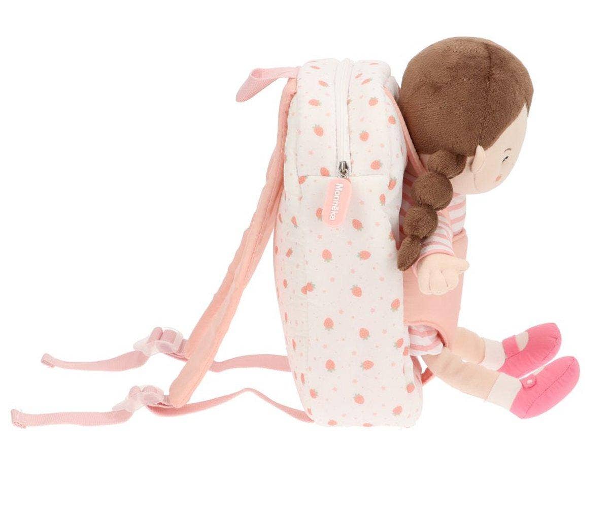 Sac à dos pour poupées Fraise Blanc