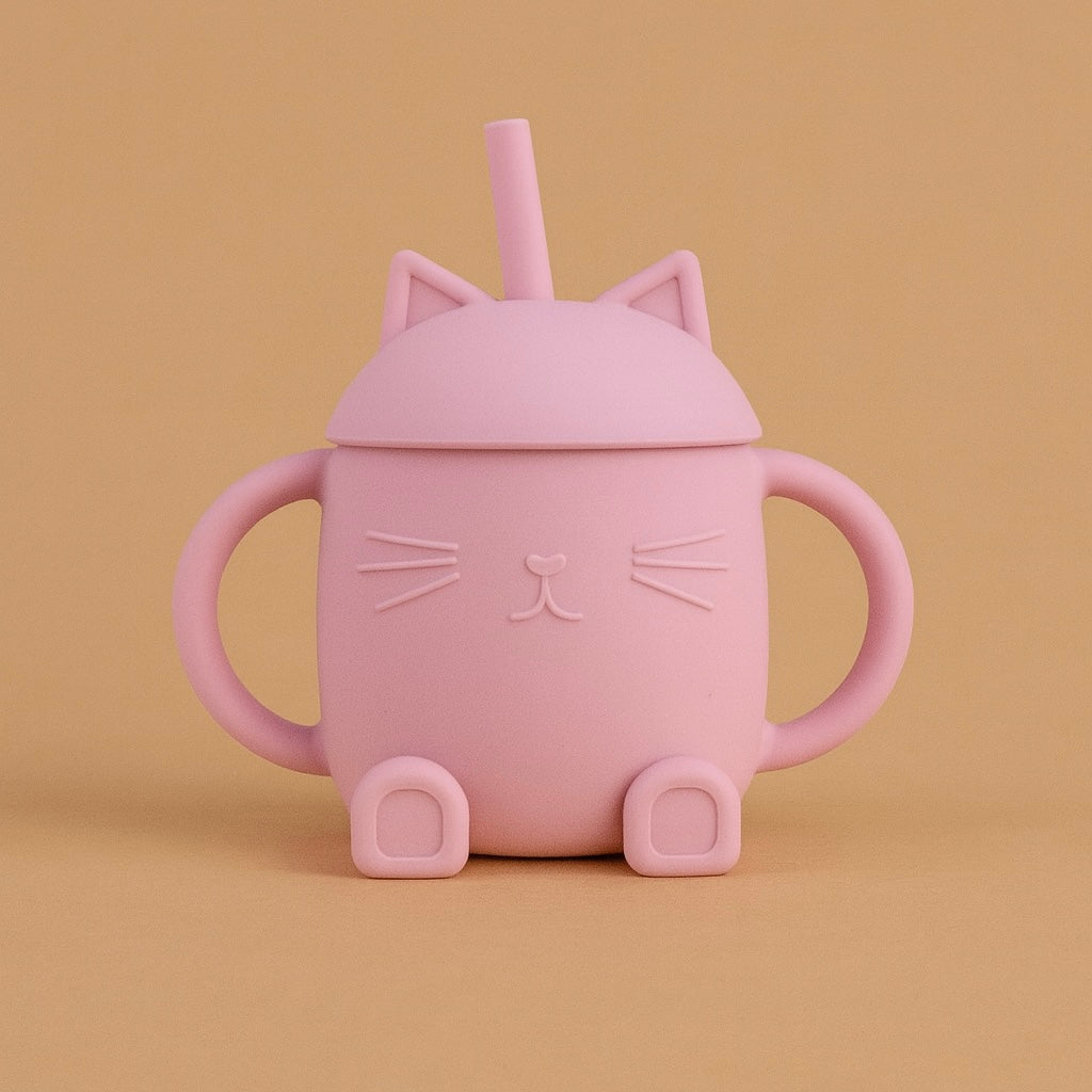 Tasse Chatty  avec paille rose