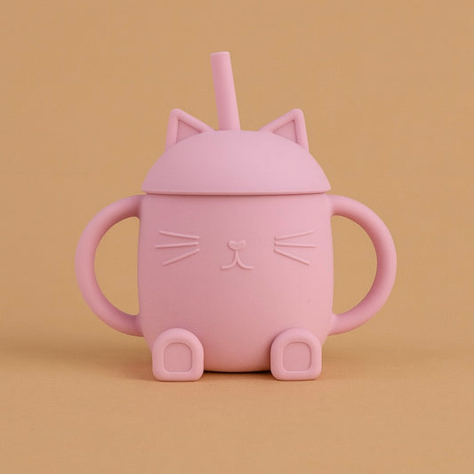 Tasse Chatty  avec paille rose