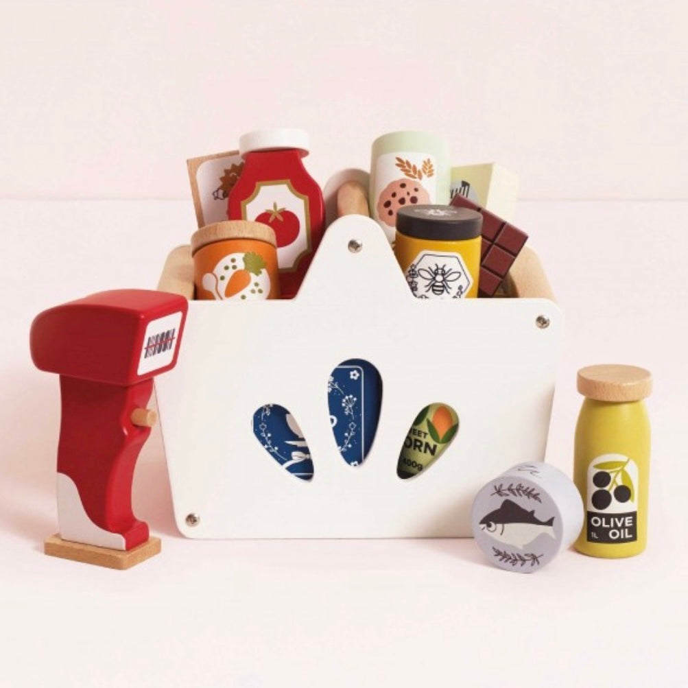 Panier de courses et sa scanette