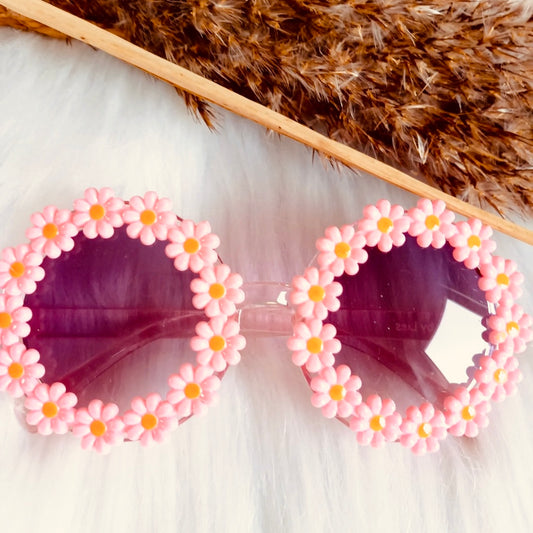 Lunette de soleil fleur rose