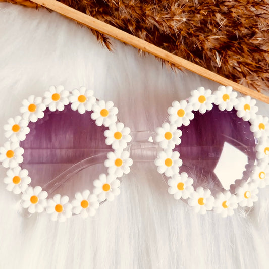 Lunette de soleil fleur blanche
