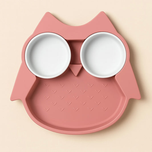 Assiette Elia le hiboux rose