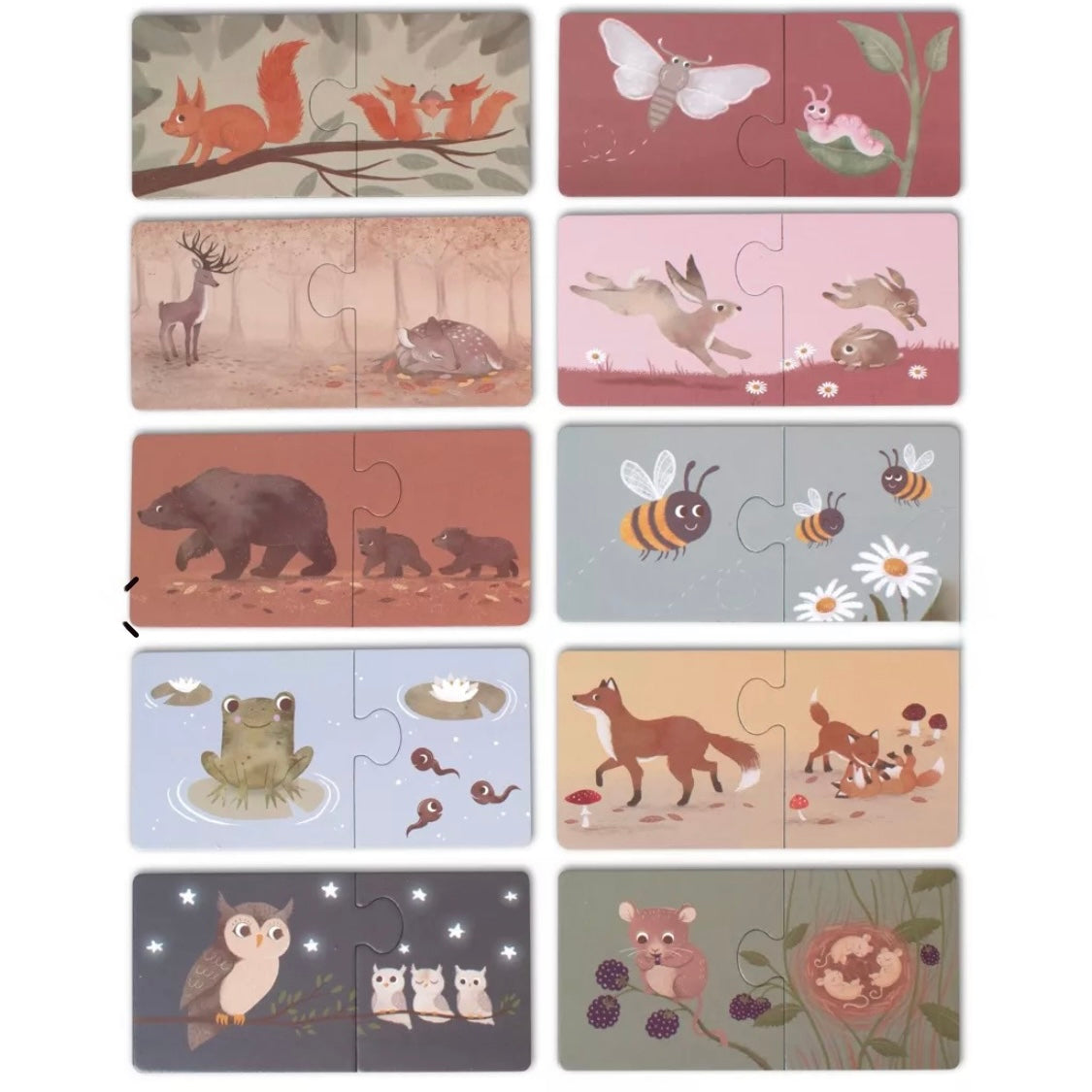 Puzzle maman et bébés animaux nordique