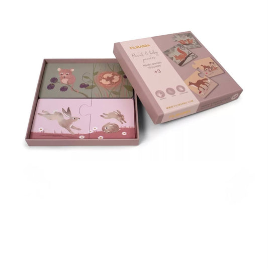 Puzzle maman et bébés animaux nordique