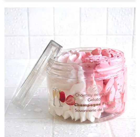 Chantilly de douche Fraise-Champagne