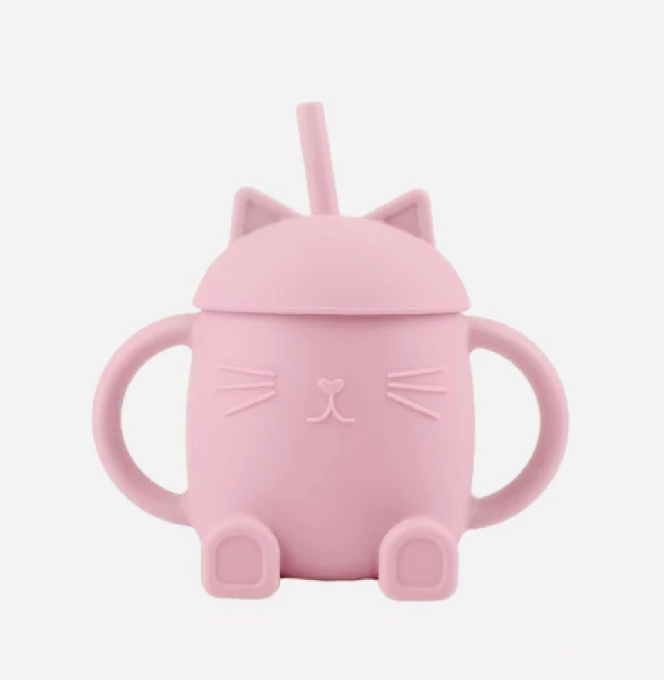 Tasse Chatty  avec paille rose