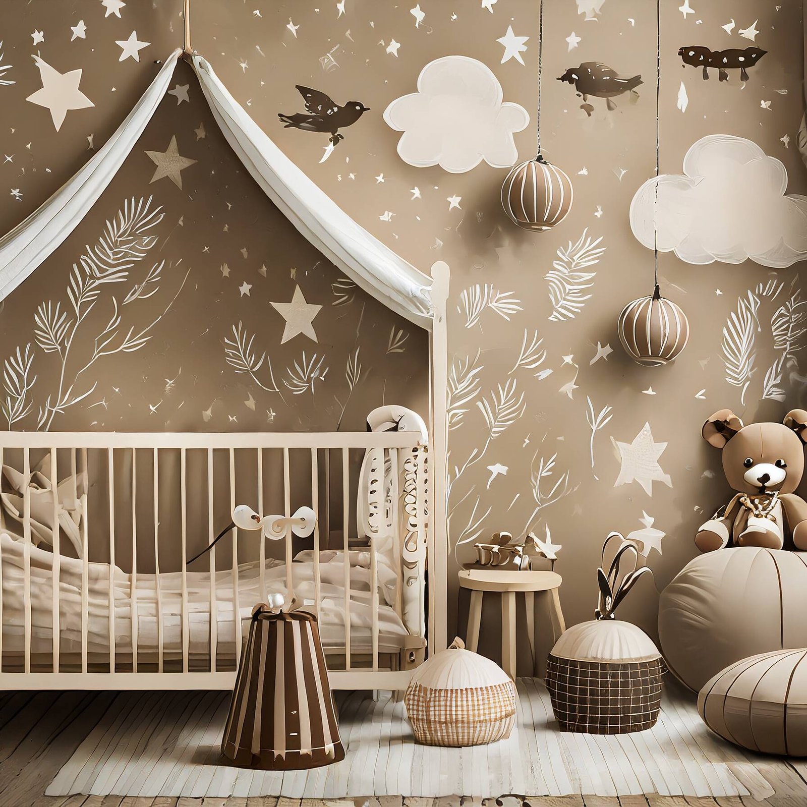 Firefly fond decran Chambre de bebe beige et marron 96412 uai