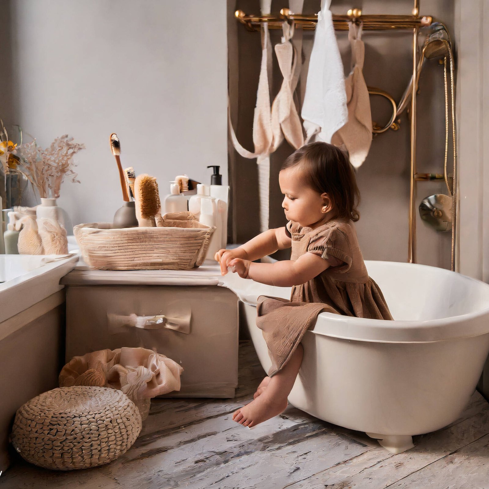 Firefly salle de bain de bebe avec accessoires beige et marron 2342 uai