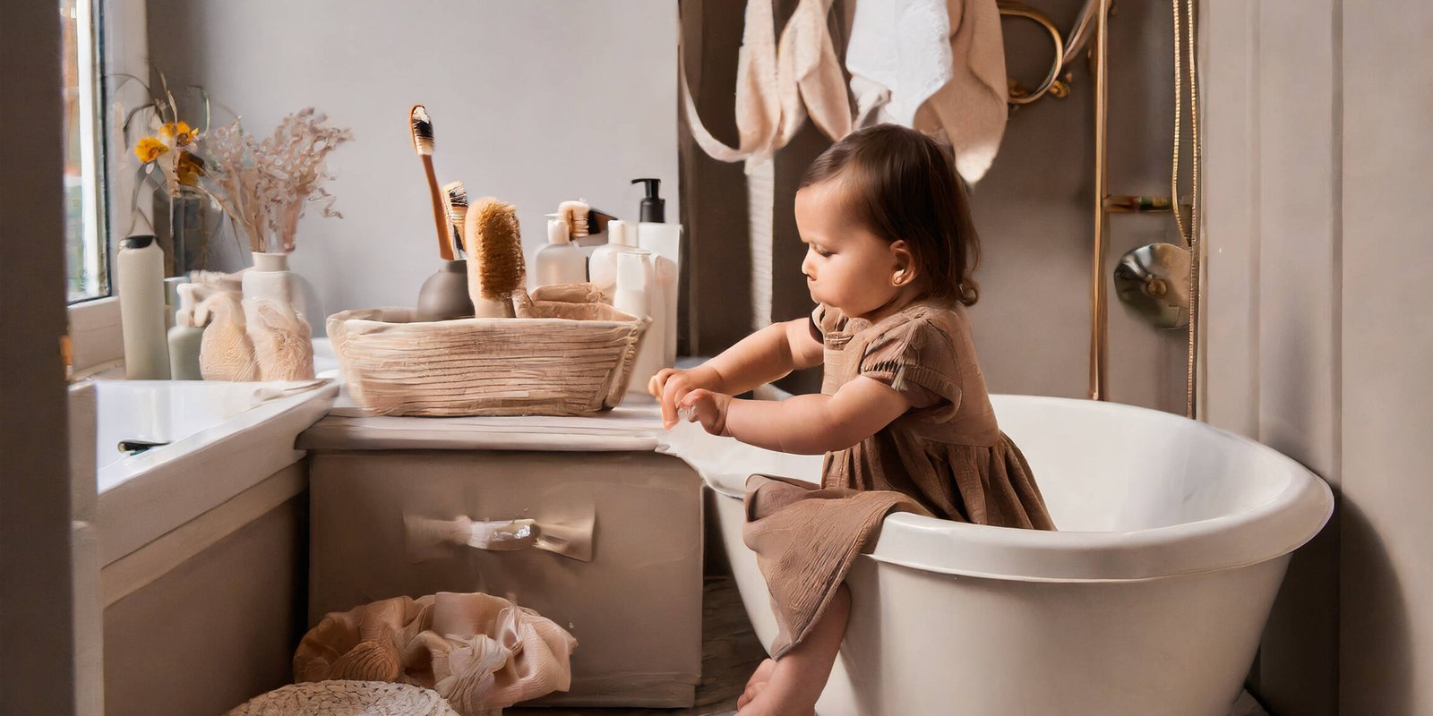 Firefly salle de bain de bebe avec accessoires beige et marron 2342 uai